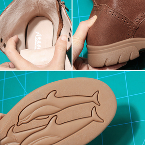 Botas de Piel Vacuna Estilo Británico para Otoño/Invierno, Forro de Piel Suave, Color Marrón, con Cordones y Cierre, Botas Planas de Lujo - Product Image 4