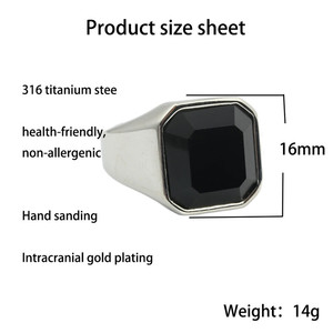 Men's Geometric <b>Titanium</b> Steel <b>Ring</b> <b>Black</b> Red Gemstone Bezel Setting Punk Style Fashion Jewelry Gift 24060 - Product Image 4