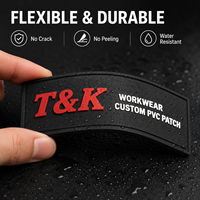 Étiquettes personnalisées pour t-shirts T&K, badges texturés en relief 3D, étiquettes, patchs en PVC à coudre sur les vêtements