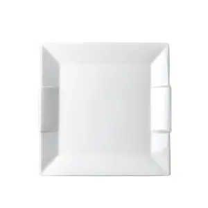 Ensemble d'assiettes carrées en céramique blanche de style européen de 8 à 12 pouces