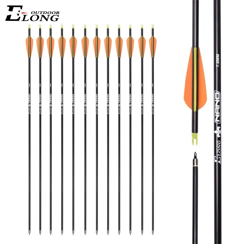 Elong Outdoor 6/12pcs 6.2mm Mix Carbon Arrow 28 26 pollici Compound arco ricurvo pratica frecce da caccia