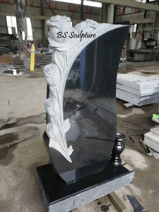 ดีไซน์ประติมากรรมหลุมฝังศพหินแกรนิตขัดเงาสีดำสำหรับงานกลางแจ้ง - Product Image 2