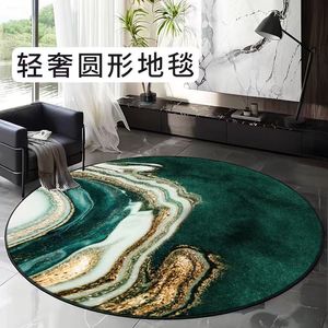 Alfombra de terciopelo de cristal redonda de lujo con diseño abstracto, resistente a las manchas, lavable, decoración para el hogar, para sala de estar y dormitorio - Product Image 4
