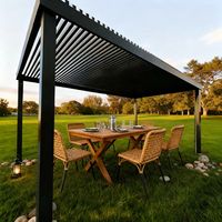 Pavillon de jardin motorisé électrique extérieur résistant à la pluie avec toit à lames, en aluminium thermolaqué, auvent bioclimatique en PVC pour balcon