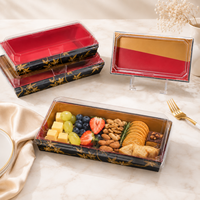 Sunzza motif personnalisé rectangulaire sushi jetable boîte d'emballage antibuée couvercle dessert gâteau emballage conteneur avec revêtement PE