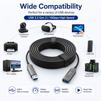 Kabel Optik Aktif USB 3.2 Gen 2 10Gbps Male to Female untuk Kamera, VR, PC, USB Hub, Layar Sentuh