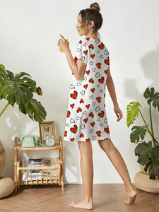 <span class=keywords><strong>Camisones</strong></span> Casuales y Cómodos para Mujer al por Mayor con Lindos Estampados de Corazones de Dibujos Animados para el Verano - Product Image 3