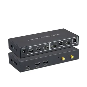 Conmutador KVM de 2 puertos HDMI 4K @ 60Hz Compartir dispositivos USB 2,0, 2 computadoras Compartir 1 Monitor Teclado Ratón Impresora, Plug and Play