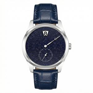 Miyota นาฬิกาข้อมือระบบอัตโนมัติสำหรับผู้ชายสายแบบ Aventurine สีฟ้า9015นาฬิกาข้อมือแบบกลไกสายหนังหรูหราปรับแต่งโลโก้ได้ตามต้องการ - Product Image 1