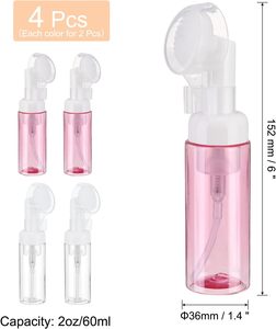 Flacon pompe en plastique PET transparent de 100 ml, 120 ml, 150 ml, 200 ml, 250 ml, distributeur de mousse cosmétique, tête de brosse en forme de cœur, nettoyant pour le visage - Product Image 2