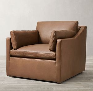 Rh क्लाउड चमड़े की ढलान शाखा सोफे पूर्ण अनाज ब्राउन चमड़े की आधुनिक चेस्टरफील्ड शैली एक्सपेंडेबल सेट एल आकार के कोने सोफे - Product Image 3