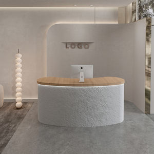 Mostrador de Recepción Moderno de Imitación Piedra para Salón de Belleza Pequeño, Peluquería o Barra de Bar, Mostrador de Tienda de Madera - Product Image 5