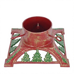 Red and Green <b>Tree</b> Pattern Design Cast Iron XMAS <b>Tree</b> <b>Stand</b> Wholesale Super Supply Unique Christmas <b>Tree</b> Holder Base Anti Slip - Product Image 1