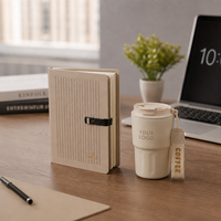 Ensemble cadeau d'affaires de luxe haut de gamme, logo personnalisé, carnet en cuir PU effet peau, tasse à café en acier inoxydable 304, cadeau durable