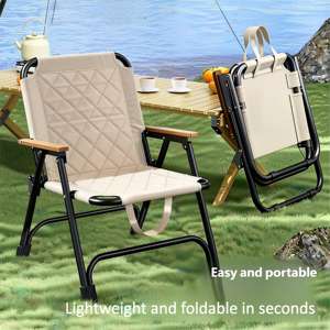 كرسي قابل للطي بتصميم عصري للاستخدام الخارجي، خفيف الوزن للغاية، مثالي للصيد والتخييم والشاطئ، مصنوع من قماش أكسفورد 600D مع حشوة قطنية - Product Image 3