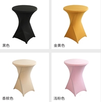 Couvertures de table de barre noires Nappe de table de barre extensible avec jupe Jupe de table de cocktail ronde