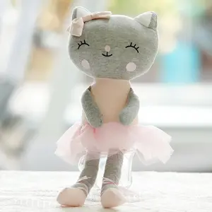 Kartun lucu Pink kucing Tutu kaki panjang boneka hewan boneka mewah hadiah anak perempuan