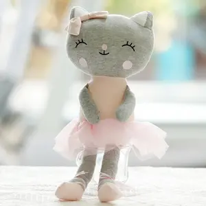 Dessin animé mignon chat rose Tutu longue jambe peluche poupée filles cadeau