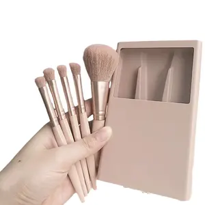 Pincel de maquiagem portátil para viagem personalizado 5pcs com espelho sombra blush espelho de maquiagem