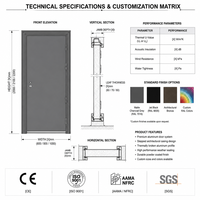 Porte d'entrée simple luxueuse en aluminium-Porte de maison avec isolation phonique externe à l'entrée principale