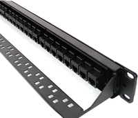 Panel Patch Jaringan 19-Inch 1U Rack Mount CAT6/CAT5E/CAT6A UTP RJ45 24 Port/48 Port Merek DIMAN Model 6-24 dari Lembaran Galvanis