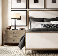 Ensemble de lit moderne en bois de chêne massif et tissu, 1,8 m, taille personnalisable, meubles de designer pour appartement et villa