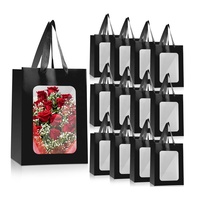 Sacs cadeaux en papier kraft personnalisés avec fenêtre transparente pour bouquet de fleurs, bougies/artisanat, impression offset, recyclables, écologiques
