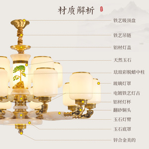 Chinese Style Jade Chandelier With Enamel Painting Multi Head Led <b>Light</b> For Living Room Bedroom Study Villa Home Decor - Product Image 1
