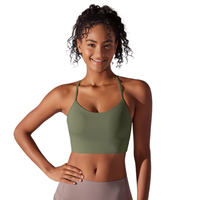 Soutien-gorge de sport Raxnode pour femme, lot de 3, dos en Y, respirant, fines bretelles spaghetti, en Spandex/Nylon, pour yoga, avec coussinets amovibles, maintien léger