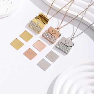 Collar con Colgante en Forma de Bolso de Mano de Acero Inoxidable Grabable con Pedrería, Abrible, con Forma de Corazón '<span class=keywords><strong>Te</strong></span> <span class=keywords><strong>Amo</strong></span>', <span class=keywords><strong>para</strong></span> Regalo - Product Image 1