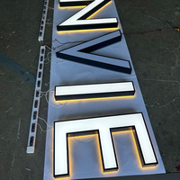 Lettres de signalisation LED 3D, éclairées par l'avant et le dos, halo lumineux, lettres personnalisées avec logo, face en acrylique, acier inoxydable