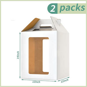 กล่องใส่<span class=keywords><strong>เค้ก</strong></span>แบบพกพากล่องกระดาษลูกฟูกสีขาวแบบ B630พร้อมหน้าต่างชั้นเบเกอรี่ทนทาน - Product Image 2