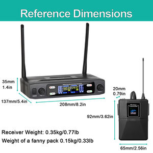 Micrófono de Solapa Inalámbrico X2 de 2 Canales, Condensador, Cardioide, Estilo Auricular Metálico, Frecuencia UHF Ajustable, Largo Alcance - Product Image 6