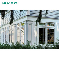 Nouvelles cadres de fenêtres américaines Huasin en bois recouvert d'aluminium avec grille, design moderne, triple vitrage