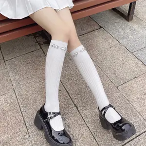 디자이너 패션 양말 여자 학교 여자 무릎 높은 양말 지르콘 장식