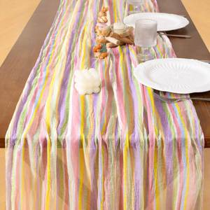 Cheesecloth Boho <b>Gauze</b> <b>Fabric</b> Table Runner Rustic Runners for Wedding Party Bridal Easter Decoration - Product Image 2