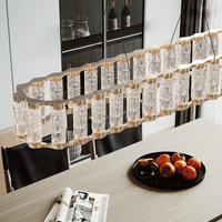 Lustre Colonne en Verre Cristal Doré Luxe et Élégant, Suspension Moderne LED Dimmable, Garantie 2 Ans pour Villa et Maison