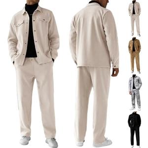 Conjunto de Chaqueta y Pantalones Holgados de Otoño-Invierno para Hombre, con Solapa, Manga Larga, para Ocio, en Tela de Poliéster Tejido - Product Image 1