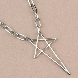 Punk Pentagram Non Tarnish Waterproof 316 Stainless Steel Large Big Pendant Men's <b>Necklace</b> for Women Men - Product Image 3
