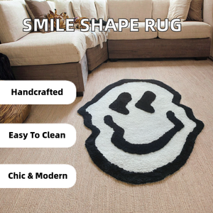 Tapis miracle en peluche au design souriant, moderne, pour la maison et la voiture, lavable en machine, forme demi-cercle, tapis faits main personnalisés - Product Image 2