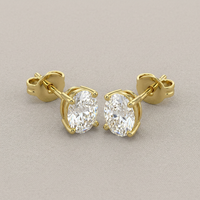 Pendientes de Oro Sólido de 14K con Diamantes de Laboratorio de Corte Ovalado de Cuatro Puntas, 1.1CTW, Certificados por IGI, VVS, CVD/HPHT, Color DEF, Joyería de Regalo para Mujer