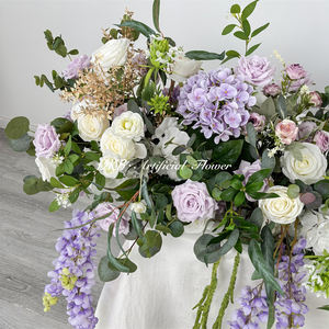 Decoración Floral Artificial para Bodas al Aire Libre Personalizada DKB, Camino de Flores Morado y Blanco, <span class=keywords><strong>Arreglos</strong></span> de Hileras - Product Image 3