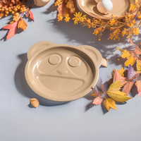 Assiette plate en fibre végétale saine, motif panda de dessin animé, écologique, en coque de riz, pour enfants, marque KAIXIN, OEM/ODM