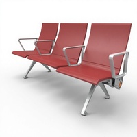 Chaise d'attente Leadcom LS-529YF moderne avec rembourrage en PU et structure métallique pour hôpitaux et aéroports, sièges en tandem