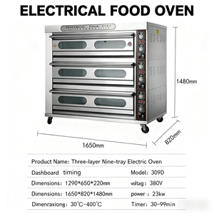 เตาอบแก๊สไฟฟ้า3ชั้น9ถาด3ชั้นสำหรับอบขนมปังเค้กพิซซ่าทาร์ตไข่ในเบเกอรี่ - Product Image 2