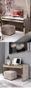 High End Italian Luxury Solid Wood <b>Makeup</b> Dressing Table Extendable LED Mirror Bedroom Dresser - Product Image 3