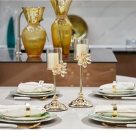 Bougeoir en verre de luxe léger style européen maison rétro aux chandelles accessoires de dîner nordique romantique bougeoir en cristal rose