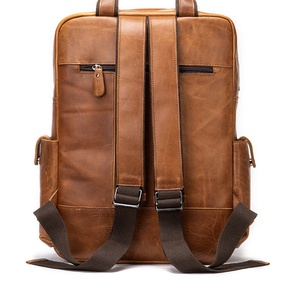 New Hot Sales <b>Large</b> Capacity Crazy Horse Genuine <b>Leather</b> Bag 15 Inch Laptop <b>Backpack</b> <b>Leather</b> Traveling Shoulder Bag for Men - Product Image 2