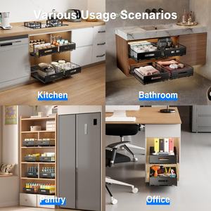 Organizador de Gabinete Extraíble, Cajón Deslizante, Estantes de Almacenamiento, Organizador de Armario, Cestas Deslizantes para Cocina, Sin Perforación - Product Image 6