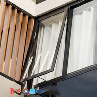 Fenêtre à battant en aluminium avec verre trempé, étanche, insonorisée, coupe-vent, économie d'énergie, pour cuisine, maison, résidentiel